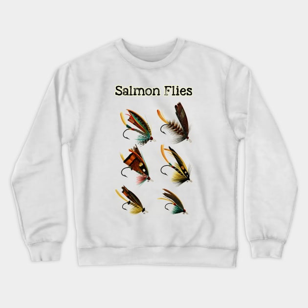 Vintage Salmon Flies Crewneck Sweatshirt by JonHerrera